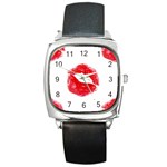 lips_on_white Square Metal Watch