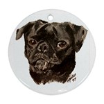 Black Pug Ornament (Round)