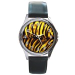 Tiger Pattern Round Metal Watch