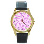 Swirls And Bubbles Round Gold Metal Watch