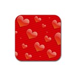Red hearts Rubber Coaster (Square)