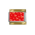 Red hearts Gold Trim Italian Charm (9mm)