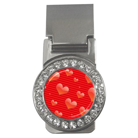 Red hearts Money Clip (CZ) from UrbanLoad.com Front