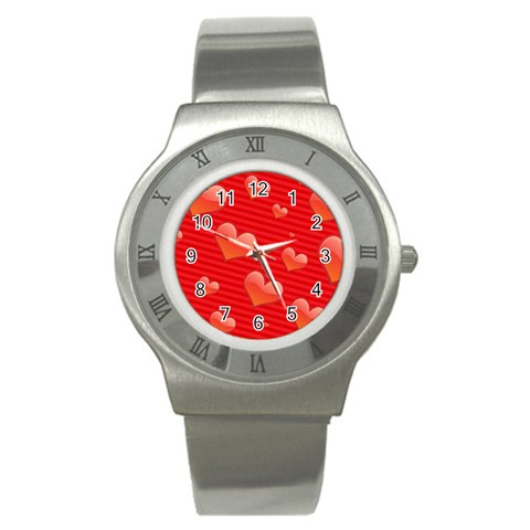 Red hearts Stainless Steel Watch from UrbanLoad.com Front