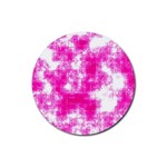 Pink Grunge Rubber Round Coaster (4 pack)