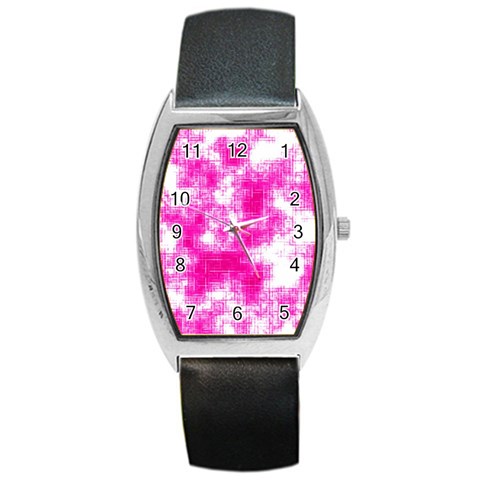 Pink Grunge Barrel Style Metal Watch from UrbanLoad.com Front