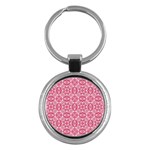 Pink and white background Key Chain (Round)