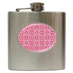 Pink and white background Hip Flask (6 oz)