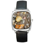 Pebbles on the beach Square Metal Watch