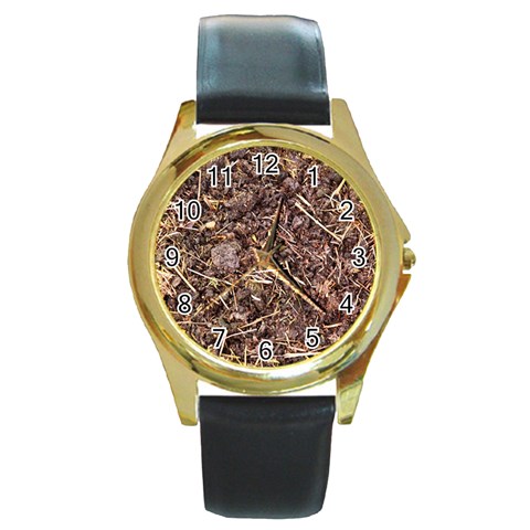 Manure...lol :) Round Gold Metal Watch from UrbanLoad.com Front