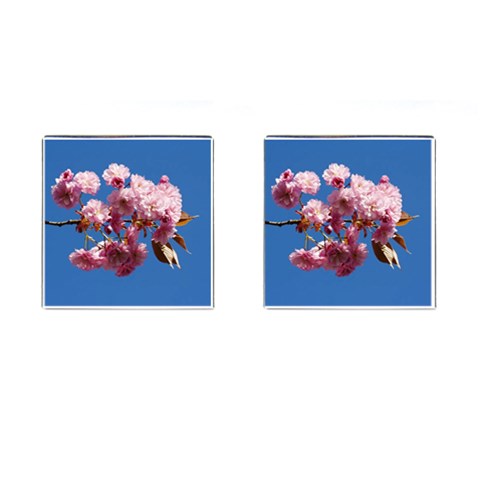 Japanese flowering cherry Cufflinks (Square) from UrbanLoad.com Front(Pair)