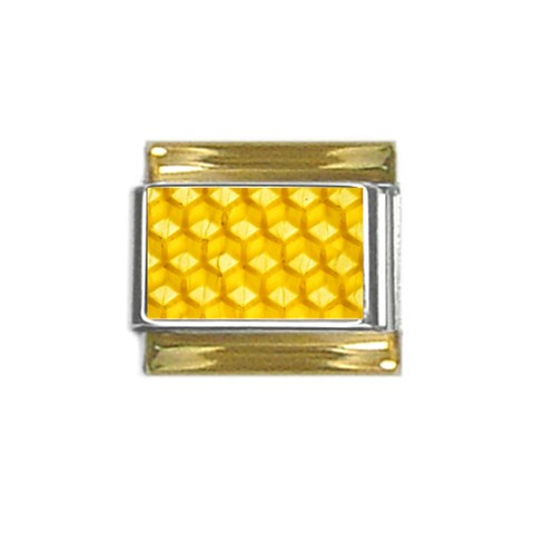 Honeycomb macro Gold Trim Italian Charm (9mm) from UrbanLoad.com Front