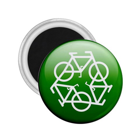 Green recycle symbol 2.25  Magnet from UrbanLoad.com Front