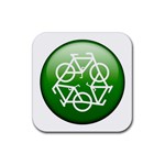 Green recycle symbol Rubber Square Coaster (4 pack)