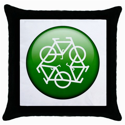 Green recycle symbol Throw Pillow Case (Black) from UrbanLoad.com Front