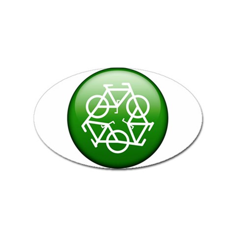 Green recycle symbol Sticker Oval (100 pack) from UrbanLoad.com Front