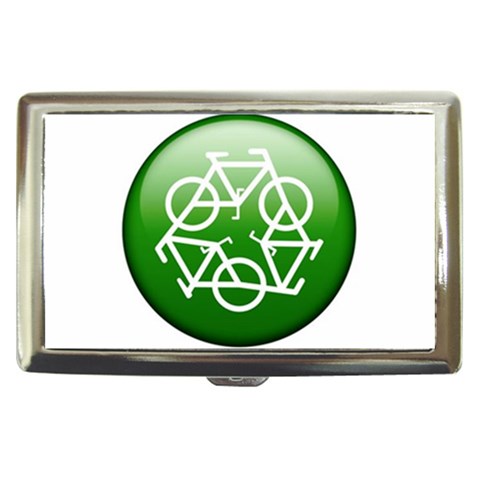 Green recycle symbol Cigarette Money Case from UrbanLoad.com Front
