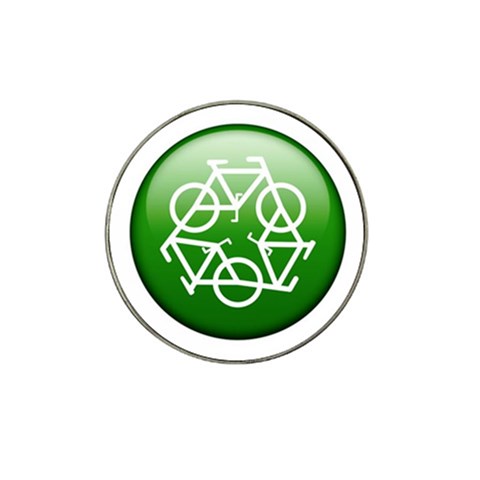 Green recycle symbol Hat Clip Ball Marker (4 pack) from UrbanLoad.com Front