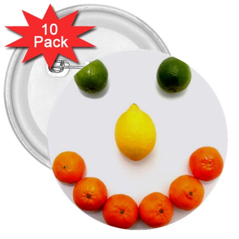 Fruit smile 3  Button (10 pack) from UrbanLoad.com Front