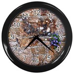 Flowers on the wall Wall Clock (Black)