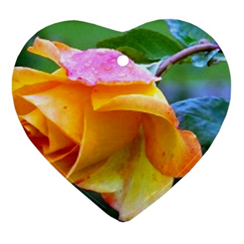 Orange Rose   Ornament (Heart) from UrbanLoad.com Front