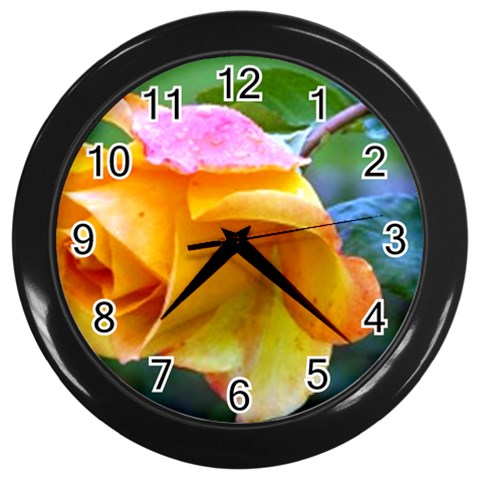 Orange Rose   Wall Clock (Black) from UrbanLoad.com Front