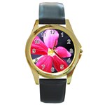 Antina Flower  Round Gold Metal Watch