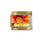 Annual Zinnia Flower   Gold Trim Italian Charm (9mm)