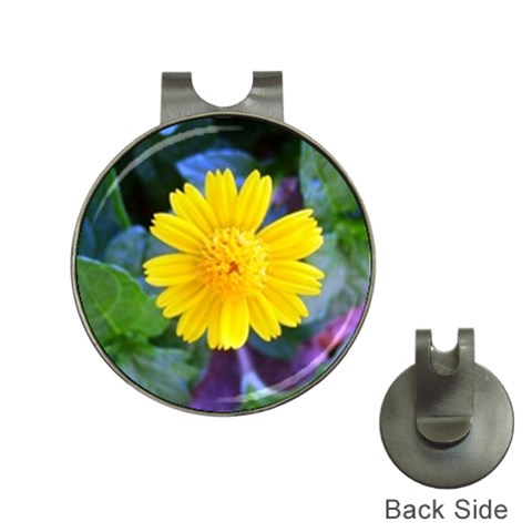 A Yellow Flower  Golf Ball Marker Hat Clip from UrbanLoad.com Front