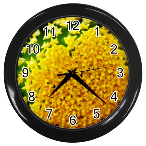 Yellow Flower Stars   Wall Clock (Black) from UrbanLoad.com Front