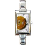 Yellow Daisy Detail  Rectangular Italian Charm Watch