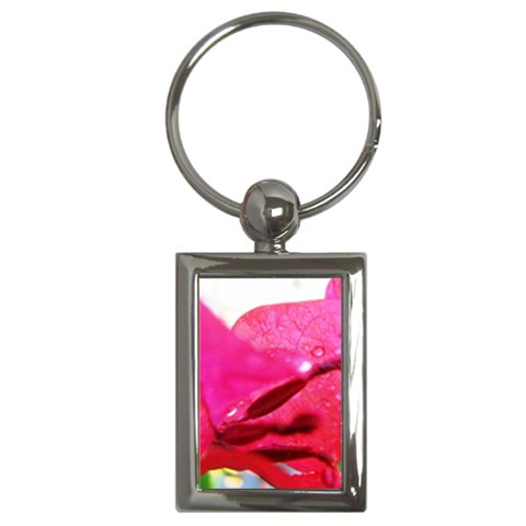 Wet Pink Rose  Key Chain (Rectangle) from UrbanLoad.com Front