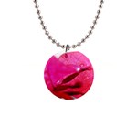 Wet Pink Rose  1  Button Necklace