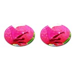 Wet Pink Rose  Cufflinks (Oval)