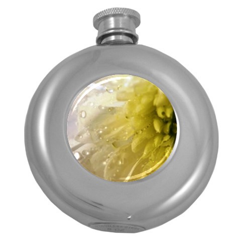 Water Drops on Flower 4  Hip Flask (5 oz) from UrbanLoad.com Front