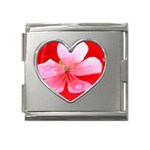 Water and Pink Flower  Mega Link Heart Italian Charm (18mm)