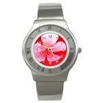 Water and Pink Flower  Stainless Steel Watch