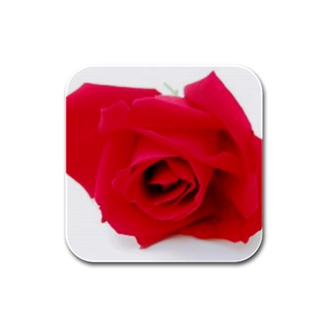 Very Red Rose  Rubber Square Coaster (4 pack) from UrbanLoad.com Front