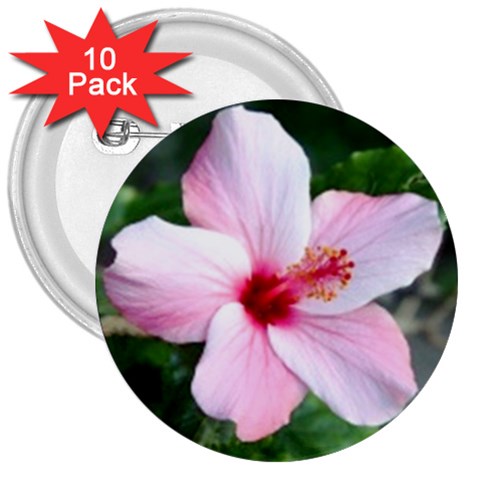 Very Pink Flower  3  Button (10 pack) from UrbanLoad.com Front
