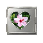 Very Pink Flower  Mega Link Heart Italian Charm (18mm)