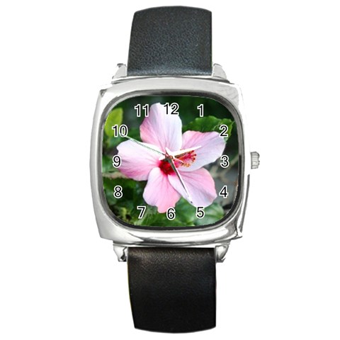 Very Pink Flower  Square Metal Watch from UrbanLoad.com Front