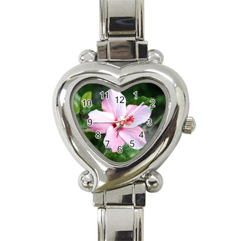 Very Pink Flower  Heart Italian Charm Watch from UrbanLoad.com Front