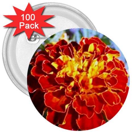 The Red Flowers  3  Button (100 pack) from UrbanLoad.com Front
