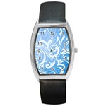 blue swirls Barrel Style Metal Watch