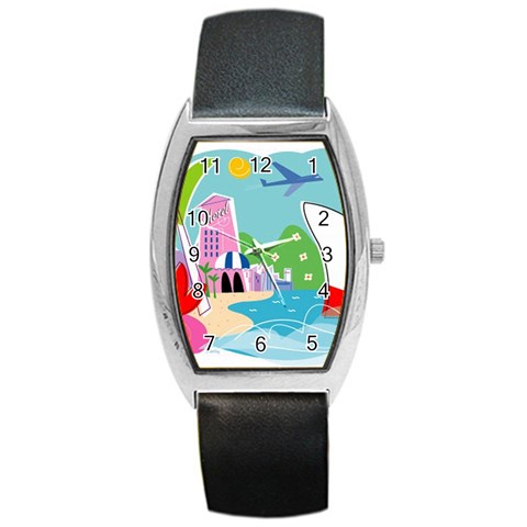 Travel Agent Barrel Style Metal Watch from UrbanLoad.com Front