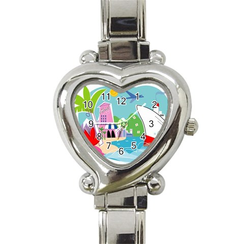 Travel Agent Heart Italian Charm Watch from UrbanLoad.com Front