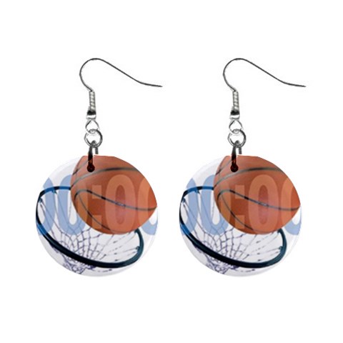 Basketball 1  Button Earrings from UrbanLoad.com Front