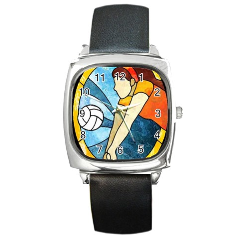 Volleyball Square Metal Watch from UrbanLoad.com Front