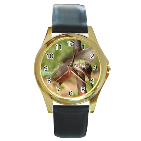 Hummingbird Round Gold Metal Watch from UrbanLoad.com Front
