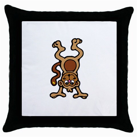 Monkey Throw Pillow Case (Black) from UrbanLoad.com Front